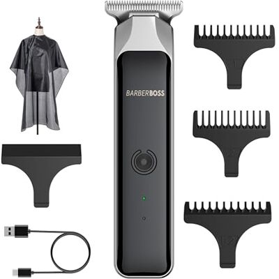 BARBERBOSS Professionele baardtrimmer voor heren, USB-oplaadbaar, roestvrijstalen mesje, detailtrimmer voor heren BARBERBOSS Professionele baardtrimmer voor heren, USB-oplaadbaar, roestvrijstalen mesje, detailtrimmer voor heren