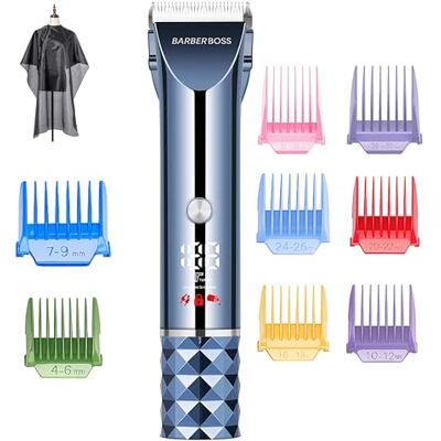 BARBERBOSS Turbo haar- en baardtrimmer voor mannen, draadloze oplaadbare bodytrimmer met verstelbaar mes, led-scherm, 8 geleidekammen, verzorgingsset voor heren BARBERBOSS Turbo haar- en baardtrimmer voor mannen, draadloze oplaadbare bodytrimmer met verstelbaar mes, led-scherm, 8 geleidekammen, verzorgingsset voor heren