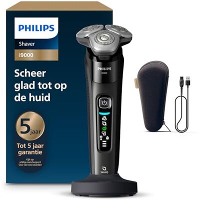 Philips Shaver i9000, elektrisch scheerapparaat voor nat en droog gebruik, Skin IQ-technologie, Triple Lift & Cut-systeem, roterende Dual SteelPrecision-mesjes, model X9000/10 Philips Shaver i9000, elektrisch scheerapparaat voor nat en droog gebruik, Skin IQ-technologie, Triple Lift & Cut-systeem, roterende Dual SteelPrecision-mesjes, model X9000/10