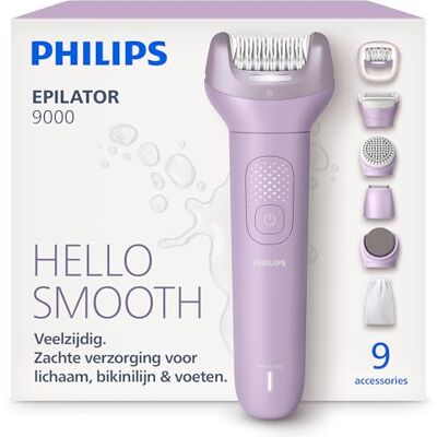 Philips Epilator Series 9000 – Draadloos Wet & Dry Elektrisch Epileerapparaat, Haarverwijdering Benen, Lichaam & Bikinilijn, ProGuide, 9 Accessoires Incl. Pedicurekop, 60 min. Gebruikstijd, BRE728/00 Philips Epilator Series 9000 – Draadloos Wet & Dry Elektrisch Epileerapparaat, Haarverwijdering Benen, Lichaam & Bikinilijn, ProGuide, 9 Accessoires Incl. Pedicurekop, 60 min. Gebruikstijd, BRE728/00
