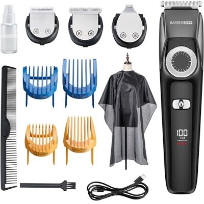 BARBERBOSS QR-6086 3-in-1 haar-, baard- en detailtrimmer, professionele gezichtsverzorging met precisie-draaiknop, 4 geleidingskammen, via USB oplaadbaar, 100% waterdicht, BARBERBOSS QR-6086 3-in-1 haar-, baard- en detailtrimmer, professionele gezichtsverzorging met precisie-draaiknop, 4 geleidingskammen, via USB oplaadbaar, 100% waterdicht,