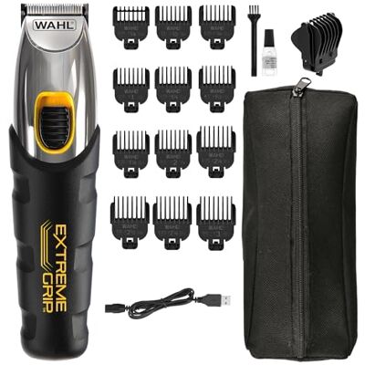 Wahl Extreme Grip Baardtrimmer, baardtrimmer voor mannen, baardtrimmer voor mannen, stoppelsnijder, draadloze trimmer, mannenverzorgingsset, baardverzorging voor mannen, precisiesnijmessen Robuuste antisliphandgreep, versterkte stuurkammen, 12 opzetstuk Wahl Extreme Grip Baardtrimmer, baardtrimmer voor mannen, baardtrimmer voor mannen, stoppelsnijder, draadloze trimmer, mannenverzorgingsset, baardverzorging voor mannen, precisiesnijmessen Robuuste antisliphandgreep, versterkte stuurkammen, 12 opzetstuk