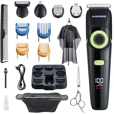 BARBERBOSS Baardtrimmer Man & Tondeuse & Neus Trimmer, Mens Grooming Kits, Waterproof-QR-6090 BARBERBOSS Baardtrimmer Man & Tondeuse & Neus Trimmer, Mens Grooming Kits, Waterproof-QR-6090