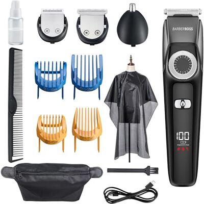 BARBERBOSS Baardtrimmer heren, draadloze tondeuse voor mannen: trimmer voor mannen, heren verzorgingssets, waterdicht, neushaartrimmer, QR-6051 BARBERBOSS Baardtrimmer heren, draadloze tondeuse voor mannen: trimmer voor mannen, heren verzorgingssets, waterdicht, neushaartrimmer, QR-6051