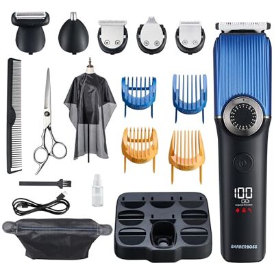 BARBERBOSS Baardtrimmer voor heren: draadloze tondeuse, verzorgingssets, waterdicht, neushaartrimmer, QR-6088 BARBERBOSS Baardtrimmer voor heren: draadloze tondeuse, verzorgingssets, waterdicht, neushaartrimmer, QR-6088