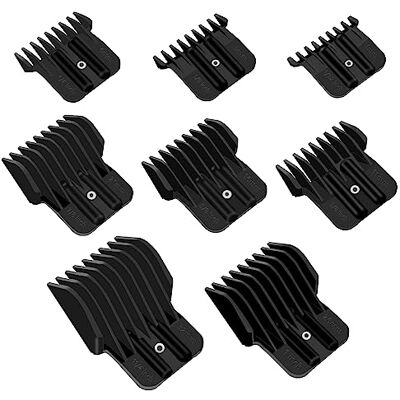 CR8GR8 8-pack Clipper Guards voor Wahl Detailer & Andis T Outliner & BaByliss PRO, 1/32" tot 11/4" Universele Tondeuse Guards Set, Snap-on Blade Attachment Kammen met veren voor de meeste Tondeuses, Zwart CR8GR8 8-pack Clipper Guards voor Wahl Detailer & Andis T Outliner & BaByliss PRO, 1/32" tot 11/4" Universele Tondeuse Guards Set, Snap-on Blade Attachment Kammen met veren voor de meeste Tondeuses, Zwart