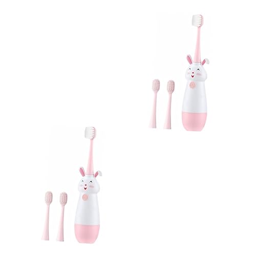 minkissy 2 Sets elektrische tandenborstel kinder tandenborstel Sonic trilt tandenborstels voor kinderen electric toothbrush Roze tandenborstel tandenborstel borstelige tandenborstel