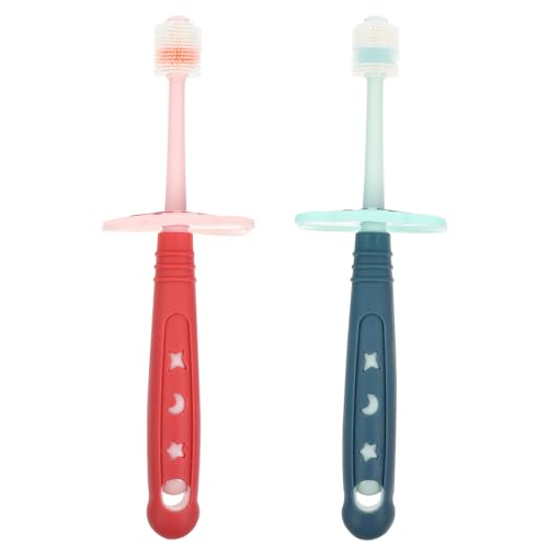 minkissy 2 Stuks 360 baby tandenborstel siliconen tandenborstel graden tandenborstel tandenborstels voor baby's baby vinger tandenborstel tandenborstels voor kinderen kinder tandenborstel