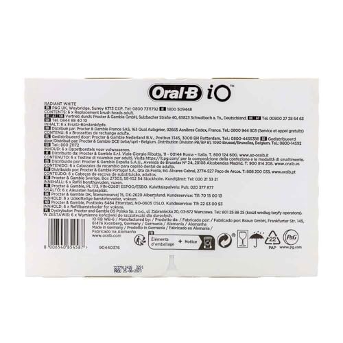 Oral-B iO Radiant White Reserveborstelkoppen, 6 opzetborstels