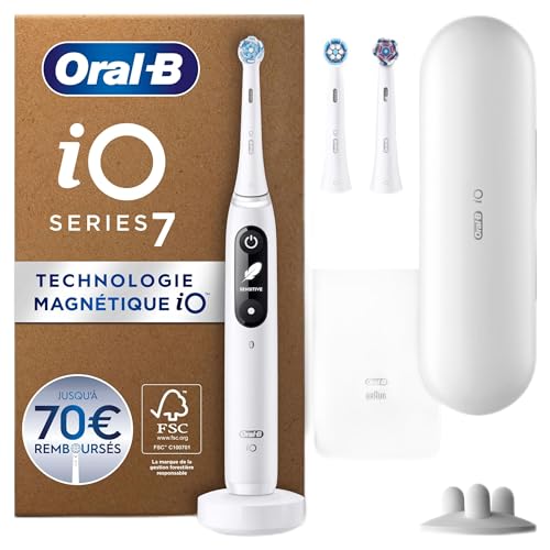 Oral-B iO Series 7 Plus Editie Witte Elektrische tandenborstel, 3 opzetborstels, 1 Reisetui, Ontworpen Door Braun