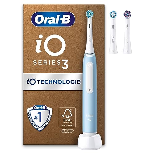 Oral-B iO 3 Plus Edition, Blauw Elektrische Tandenborstels, 3 Opzetborstels, Ontworpen door Braun