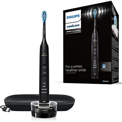 Philips Sonicare DiamondClean 9000 zwarte elektrische tandenborstel, 4 modi, 3 intensiteiten, tandvleesdruksensor, app, aangesloten handvat, UK 2-pins badkamerstekker, verpakking kan variëren Philips Sonicare DiamondClean 9000 zwarte elektrische tandenborstel, 4 modi, 3 intensiteiten, tandvleesdruksensor, app, aangesloten handvat, UK 2-pins badkamerstekker, verpakking kan variëren