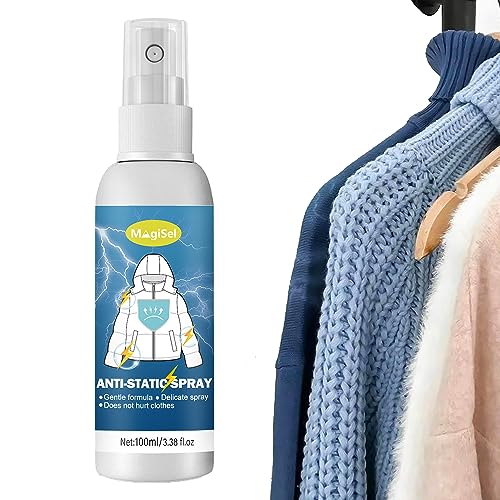 MagiSel Antistatische spray, remover voor kleding, antistatische spray, antistatische spray voor kleding en auto, 100 ml, antistatische spray voor textiel, kleding, antistatisch, snel