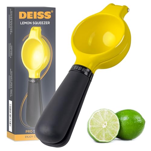 DEISS Pro Heavy-Duty Metal Lemon Squeezer Max Juice Extraction Hand Juicer, Easy Clean Lime Squeezer, Ergonomic Non-Slip Grip Design Lemon Juicer Manual, Durable Construction Citrus Juicer