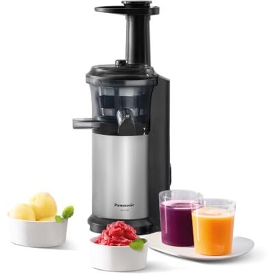 Panasonic MJ-L500S Slow Juicer/sapcentrifuge / 2 inzetstukken voor sappen en diepgevroren ingrediënten/frozen yoghurt/zilver Panasonic MJ-L500S Slow Juicer/sapcentrifuge / 2 inzetstukken voor sappen en diepgevroren ingrediënten/frozen yoghurt/zilver