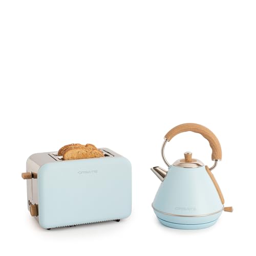 CREATE /PACK TOAST RETRO + KETTLE RETRO M/Blauw broodrooster met blauw waterkoker/Waterkoker 1 L