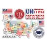 DV DESIGN A5 Stickervel Verenigde Staten Vinyl Stickers Verenigde Staten Amerika Landmarks Kaart Vlag Land Vakantie Reizen #78475