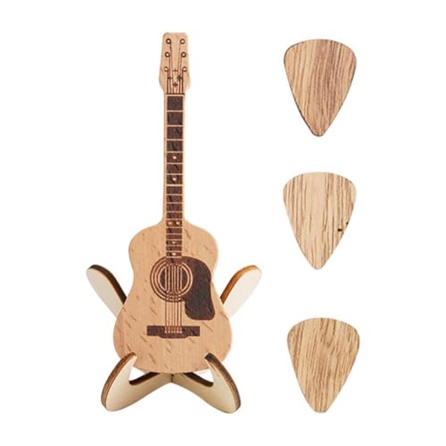 ZIRYXQ 4.72 Inch Gitaar Pick Box Houten Stand Gladde Braam-Gratis Draagbare Picks Handgemaakte Gitaar Doos Paddle Opslag Gevormd Akoestisch Hout Akoestische Opslag Akoestische Akoestische Custom