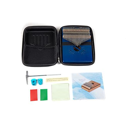 Gewa Kalimba duim piano mahonie blauw, motief kever, 21 stalen rieten, stembaar, incl. tas, stemhamer, gebruiksaanwijzing