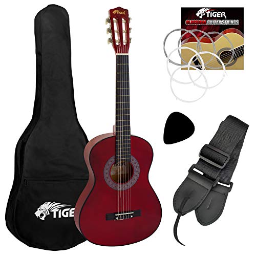 TIGER 1/4 Size Klassieke Gitaar Pack Rood CLG5-RD