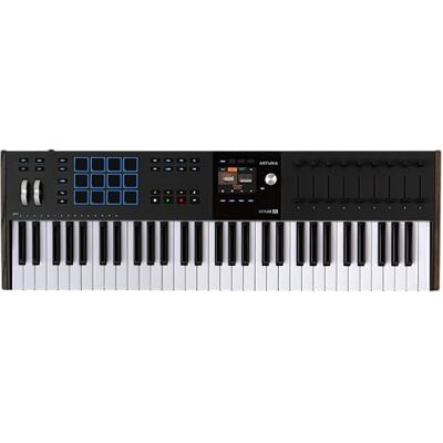 Arturia KeyLab 61 MK3 Black MIDI Controller-keyboard voor muziekproductie, met alles-in-één softwarepakket- 61 toetsen, 9 encoders, 9 faders, 1 modulatiewiel, 1 pitch bend-wiel, 12 pads- zwart Toetsen met aftertouch, 12 drukgevoelige performance pads, n Arturia KeyLab 61 MK3 Black MIDI Controller-keyboard voor muziekproductie, met alles-in-één softwarepakket- 61 toetsen, 9 encoders, 9 faders, 1 modulatiewiel, 1 pitch bend-wiel, 12 pads- zwart Toetsen met aftertouch, 12 drukgevoelige performance pads, n