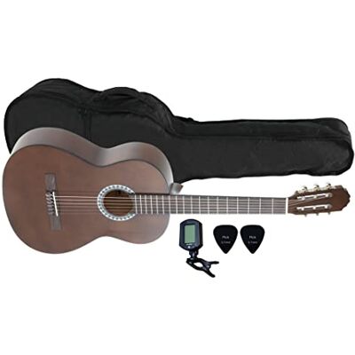 GEWA concertgitaar, gitaar Basic, body linde, toets Pakkahout, verchroomde mechanieken, set 3/4 walnootkleurig, inclusief tas, tuner, plectrums GEWA concertgitaar, gitaar Basic, body linde, toets Pakkahout, verchroomde mechanieken, set 3/4 walnootkleurig, inclusief tas, tuner, plectrums