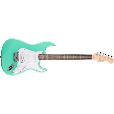 Fender Squier by Debut Collection HSS Stratocaster elektrische gitaar, Laurel toets, witte slagplank, zeegroen Fender Squier by Debut Collection HSS Stratocaster elektrische gitaar, Laurel toets, witte slagplank, zeegroen