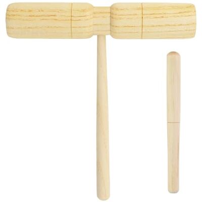A-Star T Bar dubbel tweekleurig houten blok met houten klopper, percussieritmeblok A-Star T Bar dubbel tweekleurig houten blok met houten klopper, percussieritmeblok