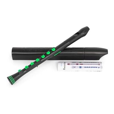 Nuvo N320RDBGN Recorder Plus met Groene Trim, Zwart Nuvo N320RDBGN Recorder Plus met Groene Trim, Zwart