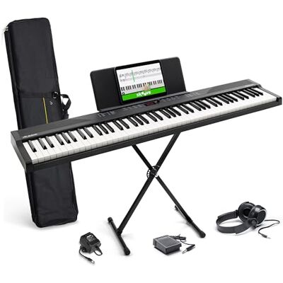 Alesis Recital Play 88‑Toets Pianokeyboard Bundel Draagbaar, 480 Klanken, Split-/Layer-Modi, Incl. Lessen, Standaard, Pedaal, Koptelefoon, Draagtas, voor Beginners Alesis Recital Play 88‑Toets Pianokeyboard Bundel Draagbaar, 480 Klanken, Split-/Layer-Modi, Incl. Lessen, Standaard, Pedaal, Koptelefoon, Draagtas, voor Beginners