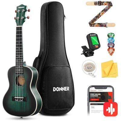 Donner Concert Ukelele Professional Kit 23 inch mahonie ukelele voor beginners volwassenen kinderen ukele bundel met online les Gigbag Aquila String Pick Tuner Strap Cloth, DUC-200B blauw Donner Concert Ukelele Professional Kit 23 inch mahonie ukelele voor beginners volwassenen kinderen ukele bundel met online les Gigbag Aquila String Pick Tuner Strap Cloth, DUC-200B blauw