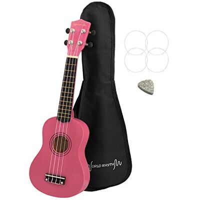 World Rhythm Sopraan Ukulele Roze met Gigbag Inclusief reservesnaren en vilten plectrum. Ideale beginnersukelele in roze afwerking. World Rhythm Sopraan Ukulele Roze met Gigbag Inclusief reservesnaren en vilten plectrum. Ideale beginnersukelele in roze afwerking.