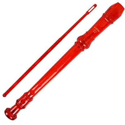 A-Star Sopraan/Descant School Blokfluit Instrument, Engels/Barok Vingerzetting Sleutel van C met Leertabel, Tas, Reinigingsstaaf Rood A-Star Sopraan/Descant School Blokfluit Instrument, Engels/Barok Vingerzetting Sleutel van C met Leertabel, Tas, Reinigingsstaaf Rood