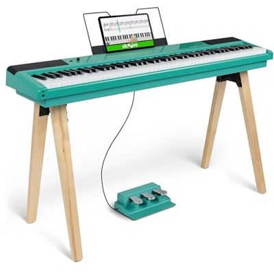 Alesis Recital Home 88‑Toets Digitale Staande Piano Turquoise Graded Hammer-Action Gewogen Toetsen, 20W Speakers, Incl. Sustainpedaal, 25 Klanken, Split-/Les-Modi, Thuisstudie Alesis Recital Home 88‑Toets Digitale Staande Piano Turquoise Graded Hammer-Action Gewogen Toetsen, 20W Speakers, Incl. Sustainpedaal, 25 Klanken, Split-/Les-Modi, Thuisstudie