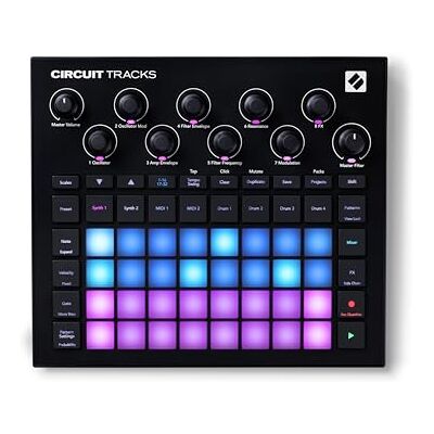 Novation Circuit Tracks: Groovebox-sequencer met synth-tracks, MIDI-tracks en drum-tracks voor productie van elektronische muziek. Novation Circuit Tracks: Groovebox-sequencer met synth-tracks, MIDI-tracks en drum-tracks voor productie van elektronische muziek.