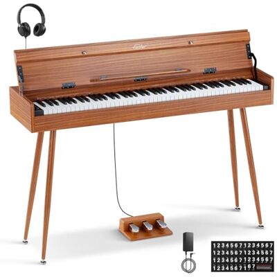 Eastar EUP-100 Digitale piano met 88 toetsen met gewogen piano, e-piano in volledige grootte voor beginners, met hoofdtelefoon, muziekstickers, 3 pedalen, draadloze verbinding en MIDI retro Eastar EUP-100 Digitale piano met 88 toetsen met gewogen piano, e-piano in volledige grootte voor beginners, met hoofdtelefoon, muziekstickers, 3 pedalen, draadloze verbinding en MIDI retro