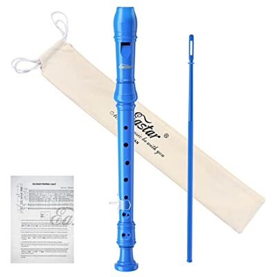 Eastar Sopraanblokfluit voor kinderen, beginners, Duits opname-instrument in Do 3 stuks met reinigingsset, duimsteun, katoenen tas, vingerbord, ERS-21 GB, blauw, goedgekeurd Eastar Sopraanblokfluit voor kinderen, beginners, Duits opname-instrument in Do 3 stuks met reinigingsset, duimsteun, katoenen tas, vingerbord, ERS-21 GB, blauw, goedgekeurd