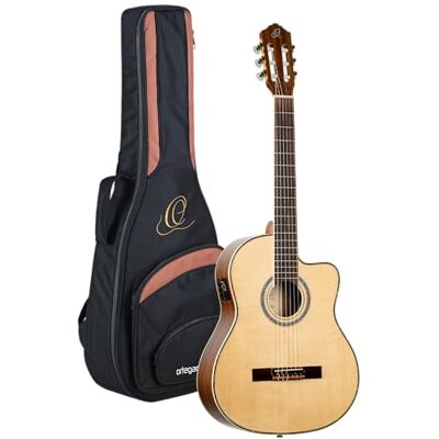Ortega Guitars Full Size Concertgitaar, Family Series Pro, elektrisch akoestisch, Engelmann sparren en mahonie, natuur, inclusief gigbag (RCE141NT) Ortega Guitars Full Size Concertgitaar, Family Series Pro, elektrisch akoestisch, Engelmann sparren en mahonie, natuur, inclusief gigbag (RCE141NT)