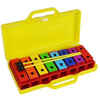 A-Star Kleurrijke Chime Bar Set van 8 Sopraan Diatonische Rainbow Glockenspiel Xylofoon met twee kloppers en effen gele draagtas C6 tot C7 A-Star Kleurrijke Chime Bar Set van 8 Sopraan Diatonische Rainbow Glockenspiel Xylofoon met twee kloppers en effen gele draagtas C6 tot C7