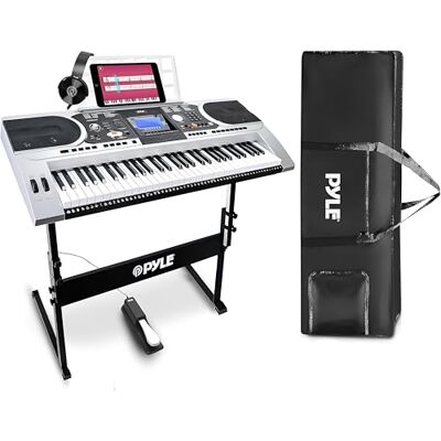 Pyle Elektrische Piano- Elektronisch Digitale Piano- Draagbaar Muziekkeyboard 61 Toetsen Keyboard Sustainpedaal, Hoofdtelefoon, Weerbestendige Tas,Kruk en Standaard Pyle Elektrische Piano- Elektronisch Digitale Piano- Draagbaar Muziekkeyboard 61 Toetsen Keyboard Sustainpedaal, Hoofdtelefoon, Weerbestendige Tas,Kruk en Standaard