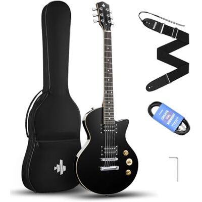 Donner DSC-128 Electric Guitar Beginner Kit 39" – Full Size Solid Alder Body H-H Pickups, 25.5" Extended Scale C-Shape Neck with Gig Bag, Ideal for Rock Bluse Practice (Black) Donner DSC-128 Electric Guitar Beginner Kit 39" – Full Size Solid Alder Body H-H Pickups, 25.5" Extended Scale C-Shape Neck with Gig Bag, Ideal for Rock Bluse Practice (Black)