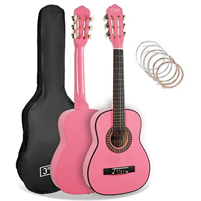 3rd Avenue 1/4 formaat klassieke Spaanse gitaar voor kinderen, beginnerspakket, met nylon snaren, tas, snaren roze 3rd Avenue 1/4 formaat klassieke Spaanse gitaar voor kinderen, beginnerspakket, met nylon snaren, tas, snaren roze