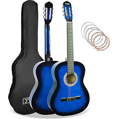 3rd Avenue 3/4 formaat klassieke Spaanse gitaar voor kinderen, beginnerspakket, met nylon snare, tas, snaren blauw 3rd Avenue 3/4 formaat klassieke Spaanse gitaar voor kinderen, beginnerspakket, met nylon snare, tas, snaren blauw