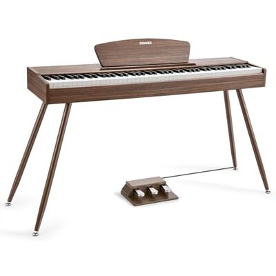Donner DDP-80 E-piano 88 toetsen gewogen piano, hamermechanisme II, home digitale piano's volledige grootte toetsenbord met standaard, drievoudig pedaal, USB-MIDI en hoofdtelefoonaansluiting, walnoot Donner DDP-80 E-piano 88 toetsen gewogen piano, hamermechanisme II, home digitale piano's volledige grootte toetsenbord met standaard, drievoudig pedaal, USB-MIDI en hoofdtelefoonaansluiting, walnoot