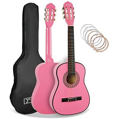 3rd Avenue 1/2 klassieke Spaanse gitaar voor kinderen, beginnerspakket, met nylon snaren, tas, snaren roze 3rd Avenue 1/2 klassieke Spaanse gitaar voor kinderen, beginnerspakket, met nylon snaren, tas, snaren roze