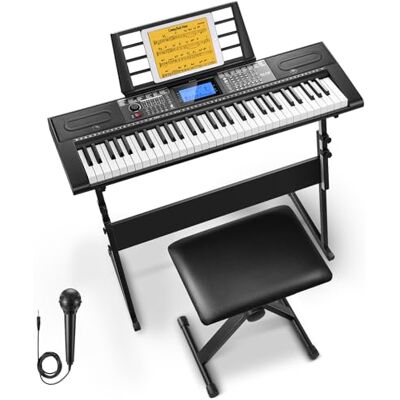 Donner DEK-610S Keyboard Piano, 61 toetsen, elektrische keyboardkit met 249 stemmen, 249 ritmes, inclusief pianostandaard, kruk, microfoon, cadeau voor beginners, zwart Donner DEK-610S Keyboard Piano, 61 toetsen, elektrische keyboardkit met 249 stemmen, 249 ritmes, inclusief pianostandaard, kruk, microfoon, cadeau voor beginners, zwart