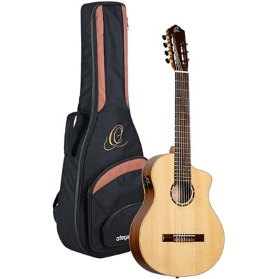 Ortega Guitars 7-snarige concert gitaar Family Series Pro elektrisch akoestisch sparren en safele met satijnen afwerking, natuur inclusief Gigbag (RCE133-7) Ortega Guitars 7-snarige concert gitaar Family Series Pro elektrisch akoestisch sparren en safele met satijnen afwerking, natuur inclusief Gigbag (RCE133-7)