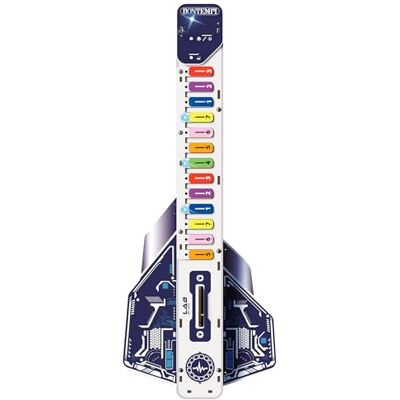 Bontempi Montageset voor elektronische gitaar met houten onderdelen, elektronische besturingseenheid, luidspreker, 20 vooraf ingestelde nummers, 5 geluiden, instelbaar volume 165 x 415 x 50 mm Bontempi Montageset voor elektronische gitaar met houten onderdelen, elektronische besturingseenheid, luidspreker, 20 vooraf ingestelde nummers, 5 geluiden, instelbaar volume 165 x 415 x 50 mm