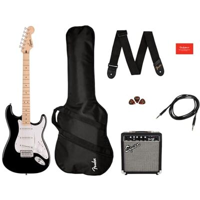 Fender Squier Series Stratocaster Pack MN Black Elektrische gitaarset voor beginners inclusief gratis virtuele lessen bij Play Beginnerspakket voor gitaar met versterker, gigbag, kabel, riem, gratis online lessen Fender Squier Series Stratocaster Pack MN Black Elektrische gitaarset voor beginners inclusief gratis virtuele lessen bij Play Beginnerspakket voor gitaar met versterker, gigbag, kabel, riem, gratis online lessen