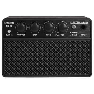 Kokko KG10 Gitaarversterker, compacte 10 watt oefenversterker met clean- en overdrive-geluid, AUX-ingang, hoofdtelefoonuitgang, zwart Kokko KG10 Gitaarversterker, compacte 10 watt oefenversterker met clean- en overdrive-geluid, AUX-ingang, hoofdtelefoonuitgang, zwart